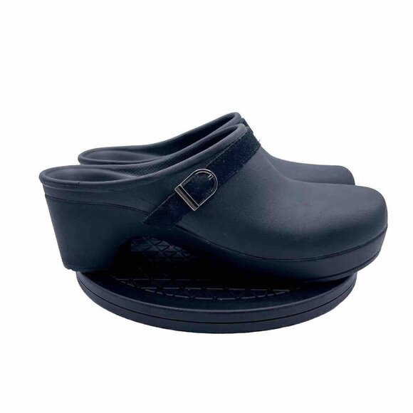 Crocs Shoes Black Rubber Low Heel Open Back Slip On Sarah Clog Mule Womens Sz 10 - Picture 1 of 9